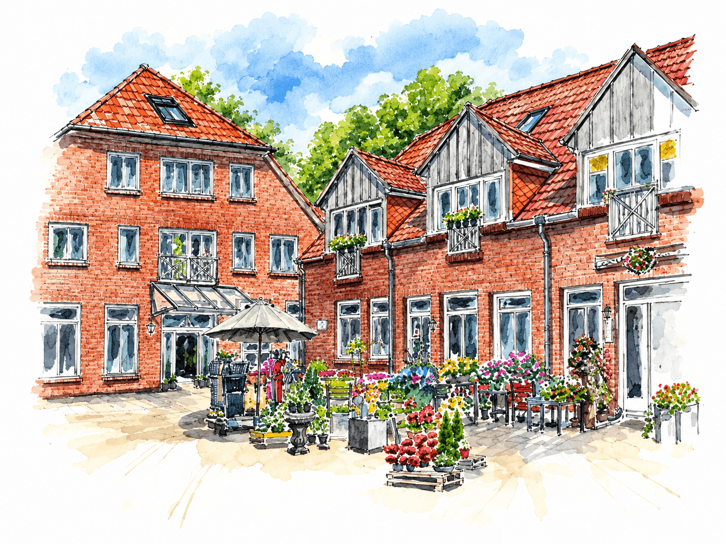 Illustration des Hilken-Ensembles in Bremen-Borgfeld